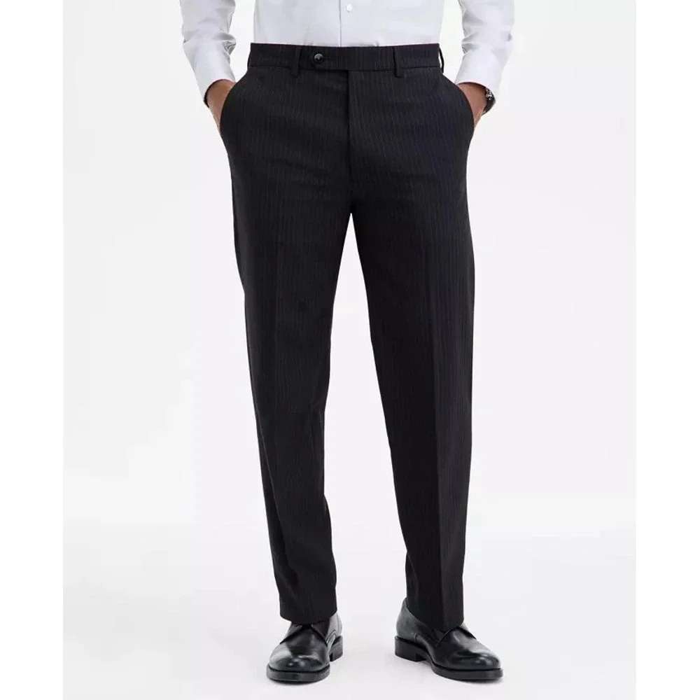 Nautica Men's Modern Stretch Dress‎ Pants Striped Black 36Wx32L D110629